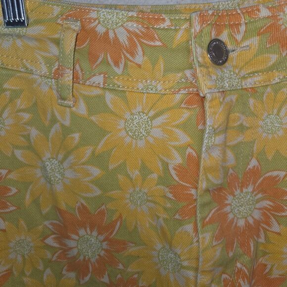 Zara Marine Straight Sunflower Floral High Waist Wide Leg Jeans Pants Size 0 - Picture 5 of 9